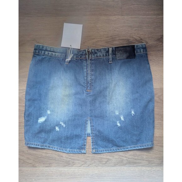 One Teaspoon | Mini Freelove Distressed Denim Skirt In Bleu Cult - Picture 4 of 16